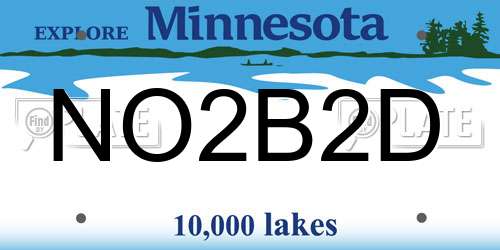 NO2B2D Minnesota License Plate