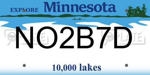 NO2B7D Minnesota License Plate