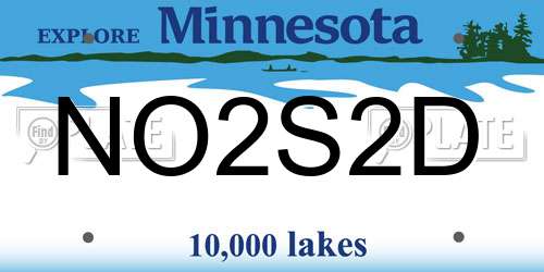 NO2S2D Minnesota License Plate