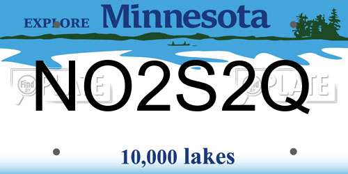 NO2S2Q Minnesota License Plate