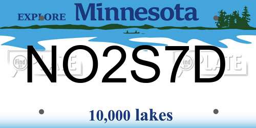 NO2S7D Minnesota License Plate