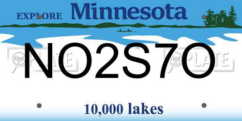 NO2S7O Minnesota License Plate