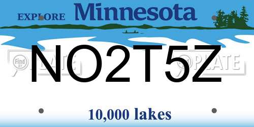 NO2T5Z Minnesota License Plate
