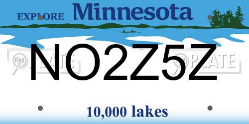 NO2Z5Z Minnesota License Plate