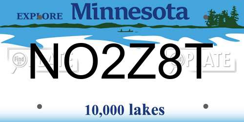 NO2Z8T Minnesota License Plate