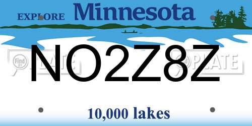 NO2Z8Z Minnesota License Plate