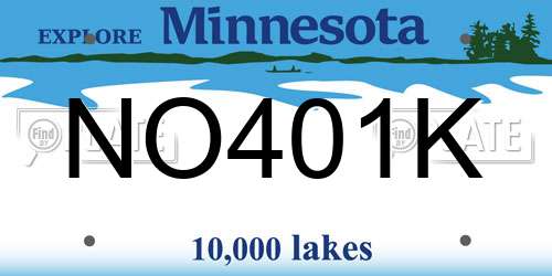 NO401K Minnesota License Plate