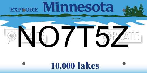 NO7T5Z Minnesota License Plate