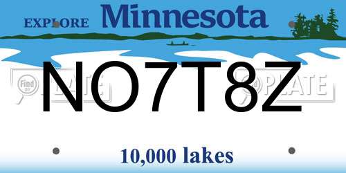 NO7T8Z Minnesota License Plate
