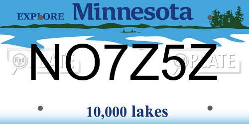 NO7Z5Z Minnesota License Plate