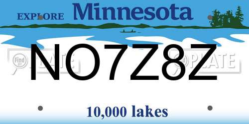 NO7Z8Z Minnesota License Plate