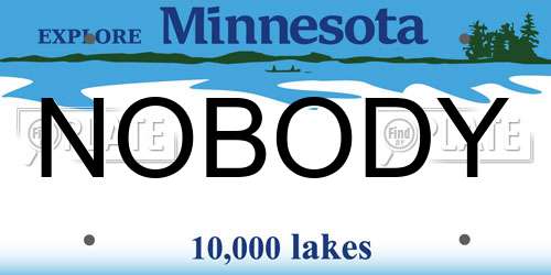 NOBODY Minnesota License Plate