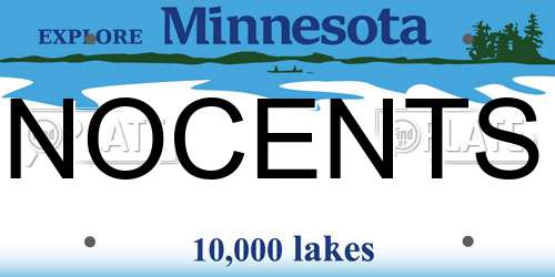 NOCENTS Minnesota License Plate