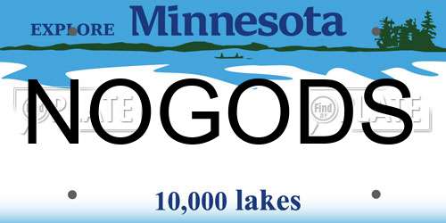 NOGODS Minnesota License Plate