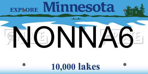 NONNA6 Minnesota License Plate