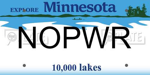 NOPWR Minnesota License Plate