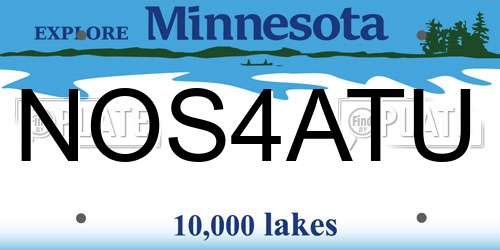 NOS4ATU Minnesota License Plate