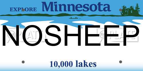 NOSHEEP Minnesota License Plate