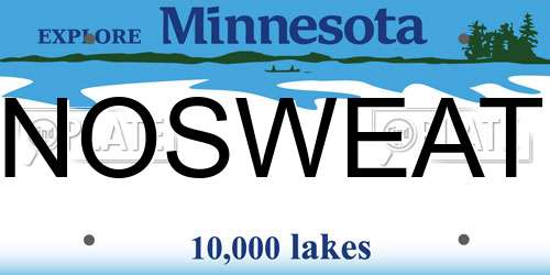NOSWEAT Minnesota License Plate