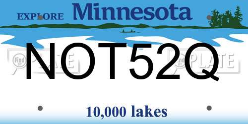 NOT52Q Minnesota License Plate