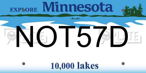 NOT57D Minnesota License Plate