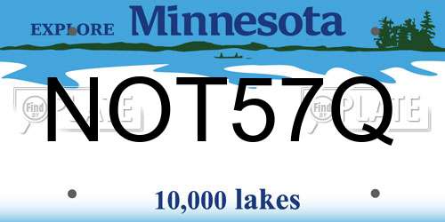 NOT57Q Minnesota License Plate