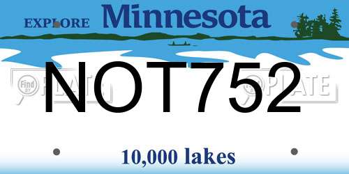 NOT752 Minnesota License Plate