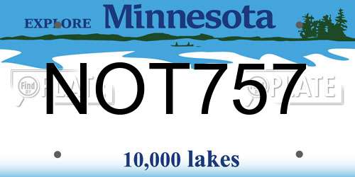 NOT757 Minnesota License Plate