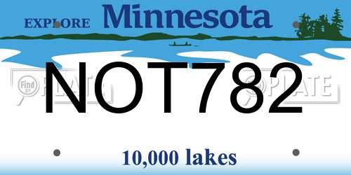 NOT782 Minnesota License Plate