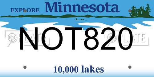 NOT820 Minnesota License Plate