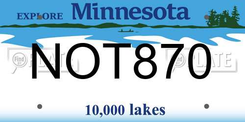 NOT870 Minnesota License Plate