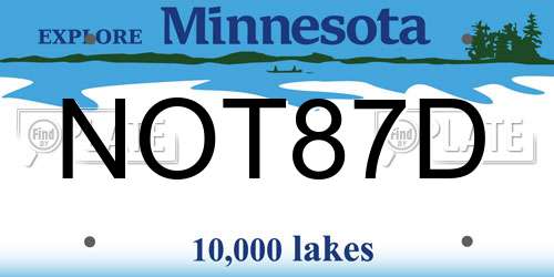 NOT87D Minnesota License Plate