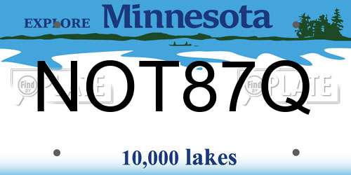 NOT87Q Minnesota License Plate