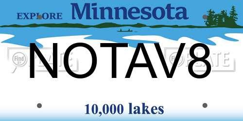 NOTAV8 Minnesota License Plate