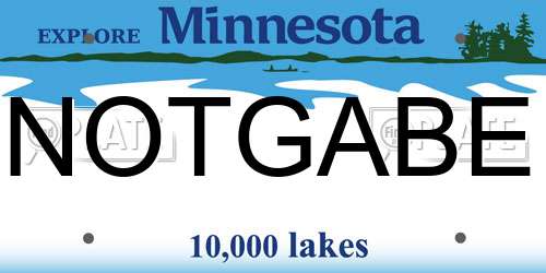 NOTGABE Minnesota License Plate