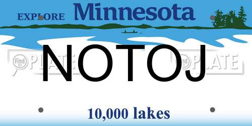 NOTOJ Minnesota License Plate
