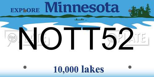 NOTT52 Minnesota License Plate