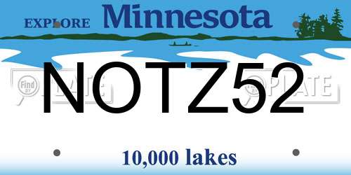 NOTZ52 Minnesota License Plate