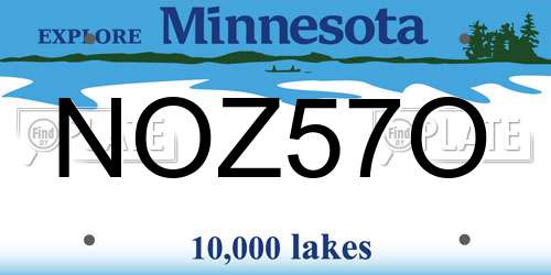 NOZ57O Minnesota License Plate