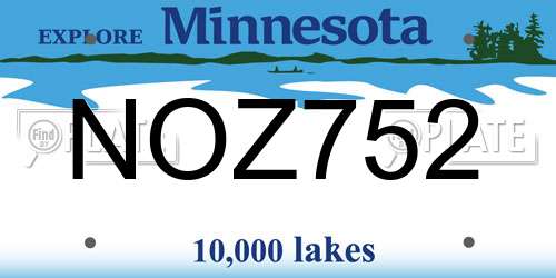 NOZ752 Minnesota License Plate