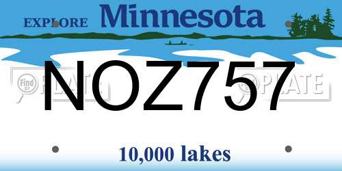 NOZ757 Minnesota License Plate