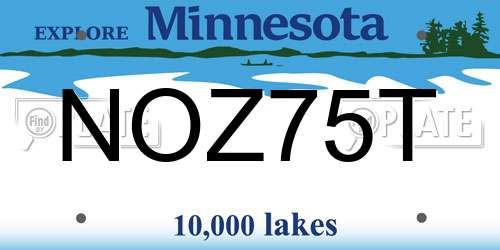 NOZ75T Minnesota License Plate