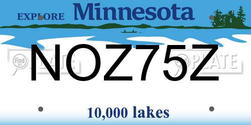 NOZ75Z Minnesota License Plate