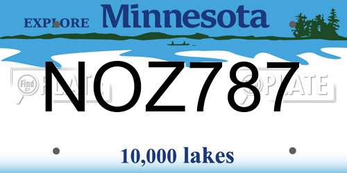 NOZ787 Minnesota License Plate