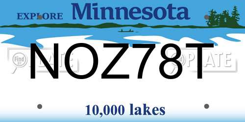 NOZ78T Minnesota License Plate