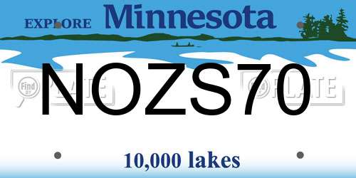 NOZS70 Minnesota License Plate