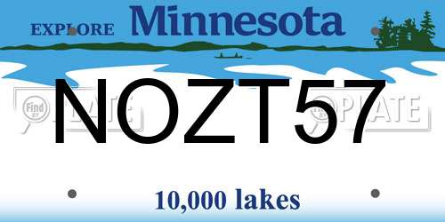 NOZT57 Minnesota License Plate