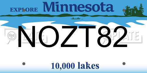 NOZT82 Minnesota License Plate