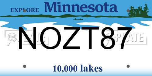NOZT87 Minnesota License Plate