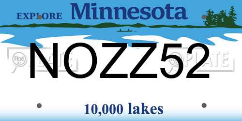NOZZ52 Minnesota License Plate